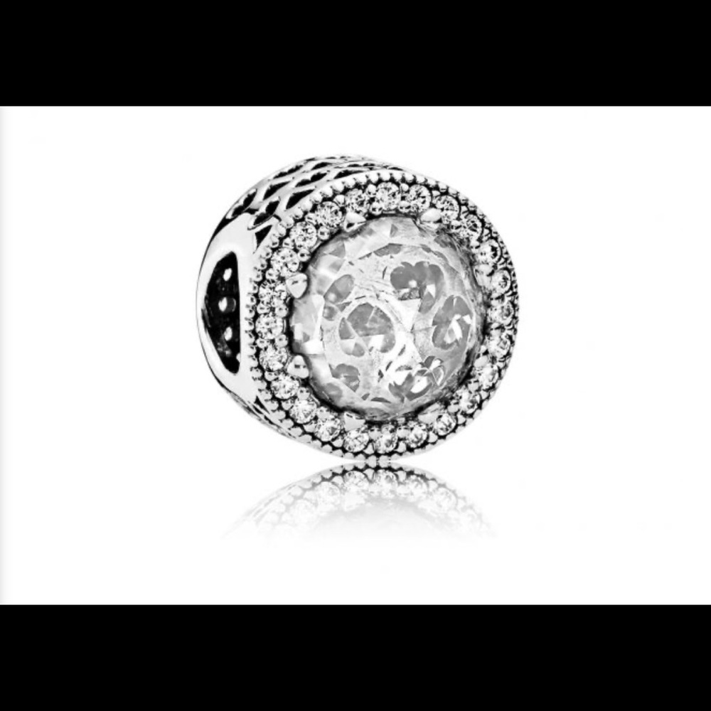PANDORA Radiant Hearts Charm. Clear Cubic Zirconia.